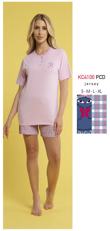 ART. KC4100  PCD- pigiama donna m/m cotone kc4100 pcd - Fratelli Parenti